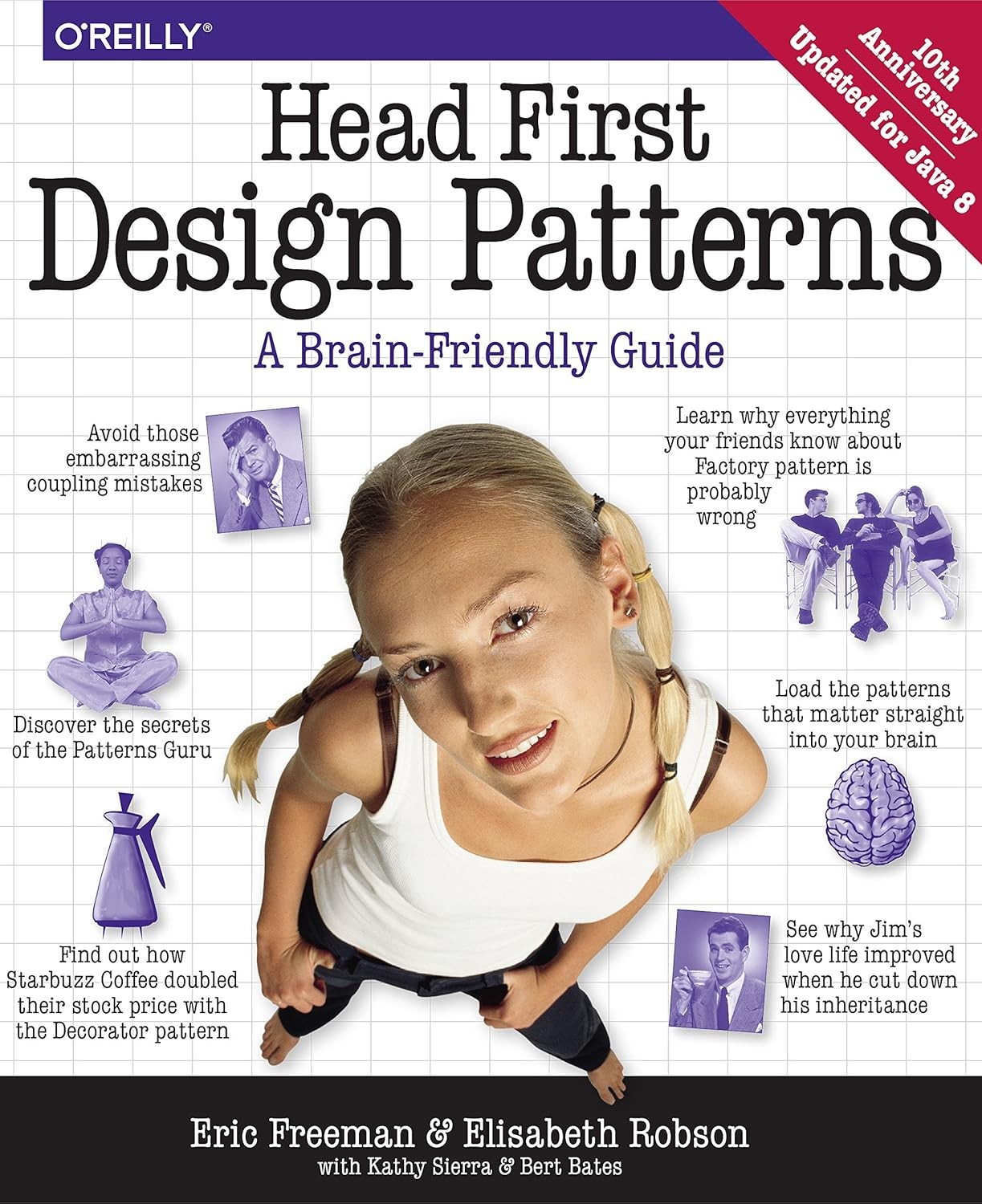 Cover of Head First Design Patterns by Eric Freeman, Bert Bates, Kathy Sierra, and Elisabeth Robson. Source: https://www.amazon.de/First-Design-Patterns-Brain-Friendly/dp/0596007124